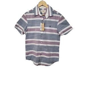 Original Penguin Shirt Mens Size S Blue Wing Teal Button Up Short Sleeve